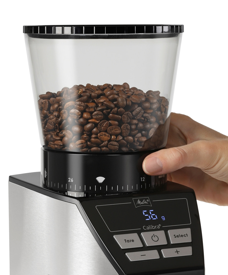 MELITTA Kaffeemühle Calibra Schwarz-Edelstahl 160 W Kegelstahlmahlwerk