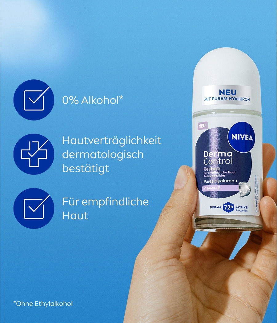 NIVEA Deodorant Roll-On Derma Control Restore 6 x 50ml