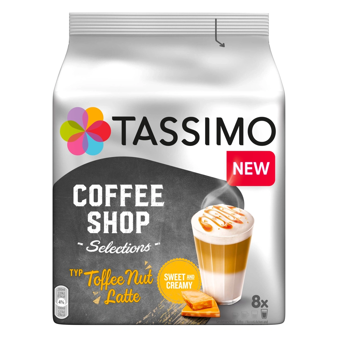 Tassimo Coffee Shop Toffee Nut Latte Packung mit 8 Kapseln