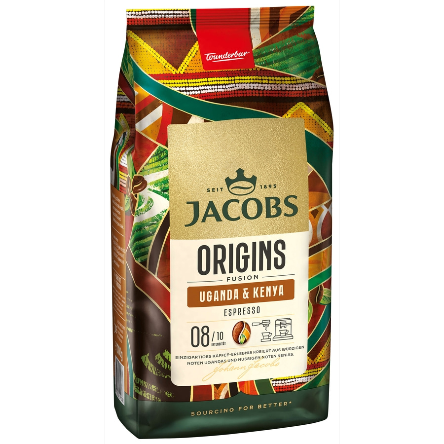 JACOBS Kaffeebohnen Origins Uganda & Kenya ganze Bohne 2 x 1 kg Bohnenkaffee