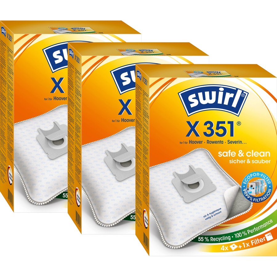 SWIRL Staubsaugerbeutel X351 EcoPor® für Hoover Rowenta Severin 12 Beutel
