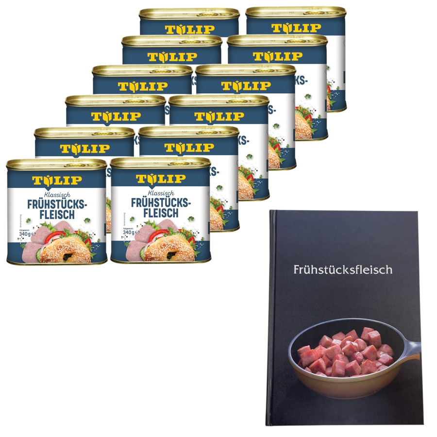 TULIP 12x Frühstücksfleisch Schwein 340g Dänische Delikatesse mit extra Kochbuch