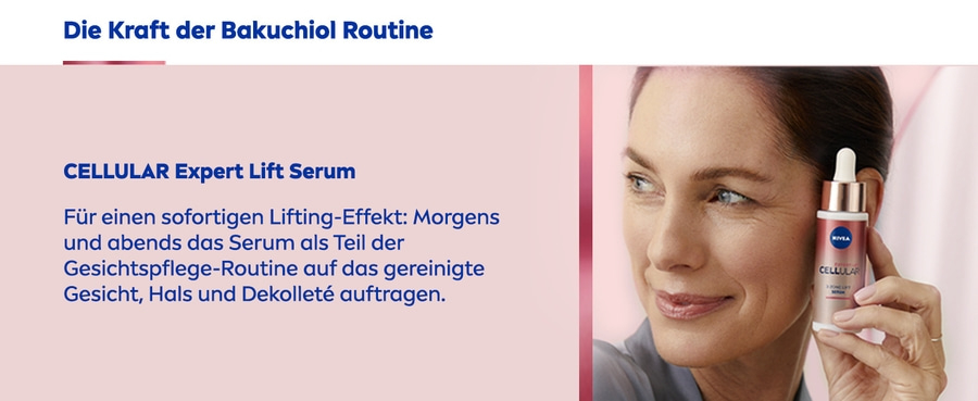 Nivea Cellular Expert Lift Serum, Gesichtspflege-Routine, Bakuchiol