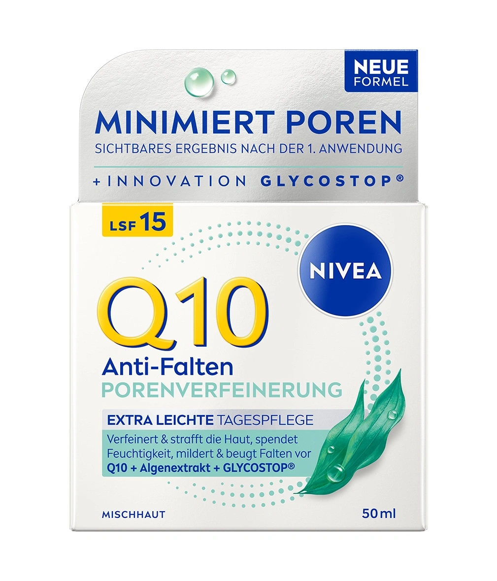Nivea Q10 Anti-Falten Porenverfeinerung Tagespflege mit LSF 15 für Mischhaut.