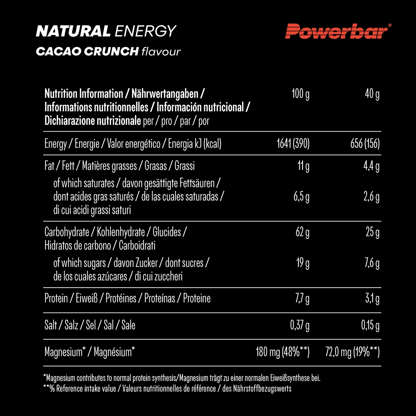 POWERBAR Natural Energy Cereal Cacao Crunch 18x40g veganer Kohlenhydrat Riegel