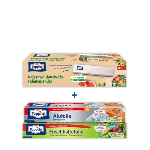 Toppits Folienspender Folienabroller Folienschneider Alufolie Frischhaltefolie