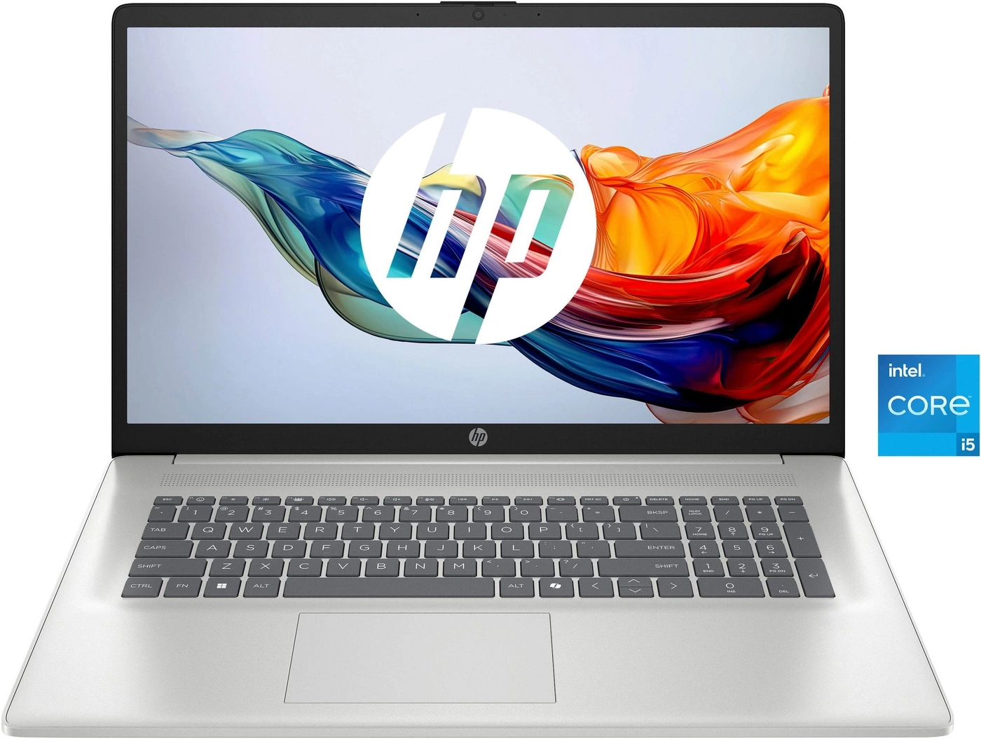 HP Laptop mit Intel Core i5 Prozessor und bunter Tapete