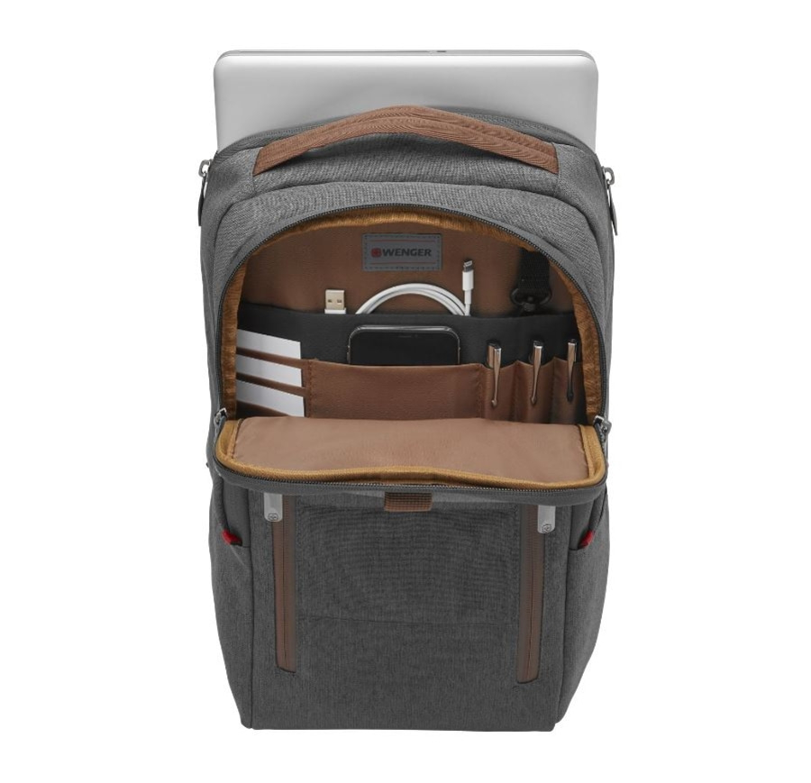 WENGER Laptop Rucksack CityUpgrade 16 Zoll Notebook Tasche + Umhängetasche Grau