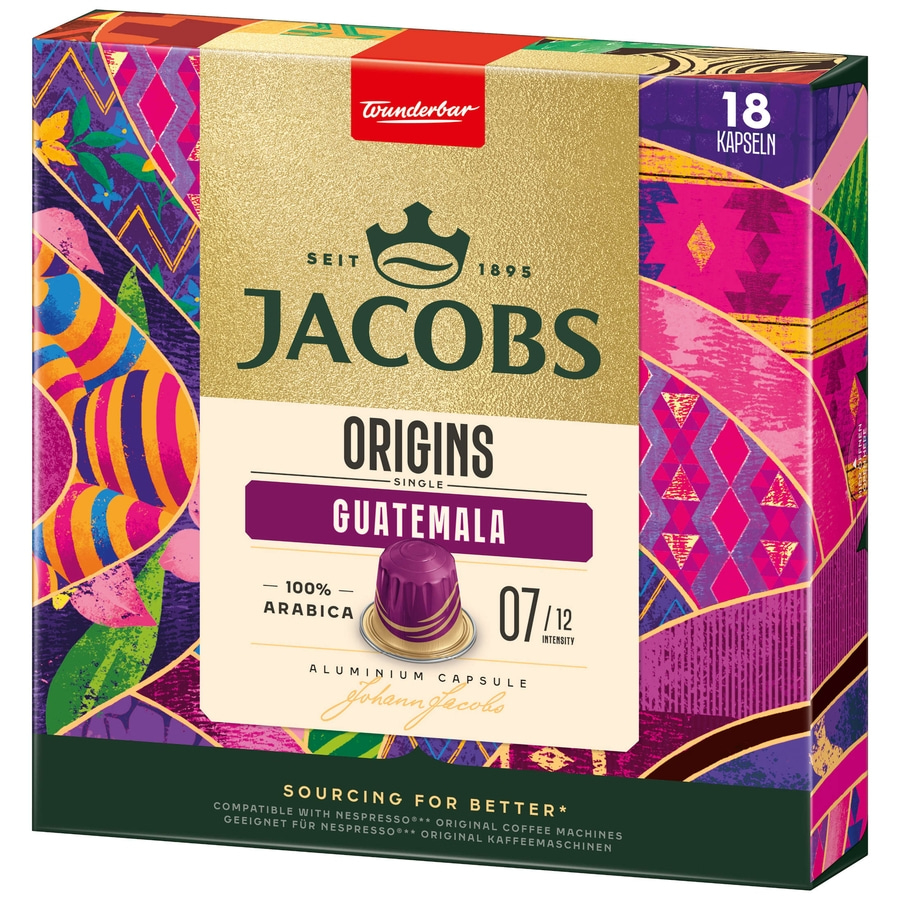 JACOBS Kapseln Origins 7 Guatemala Nespresso®* kompatible Kaffeekapseln 10 x 18
