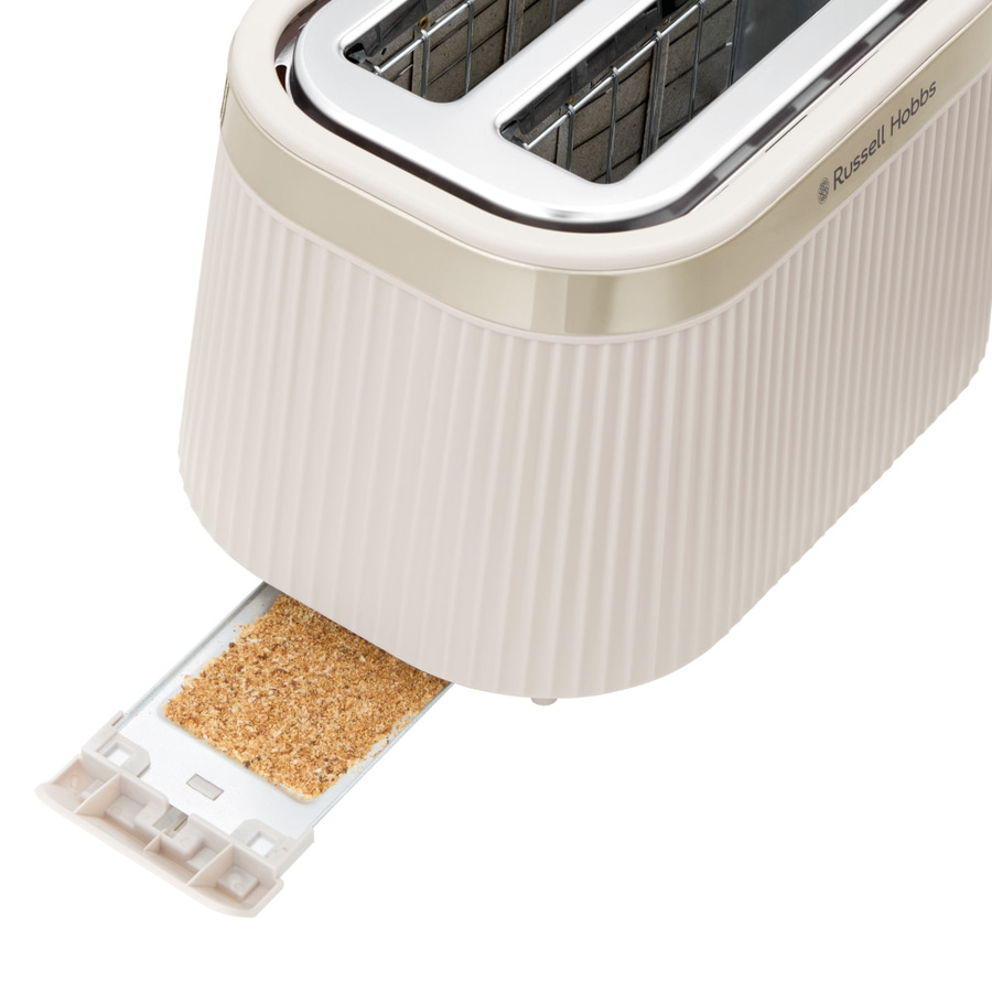 Toaster mit Krümelschublade, cremefarben, Russell Hobbs, Nahaufnahme, Detail