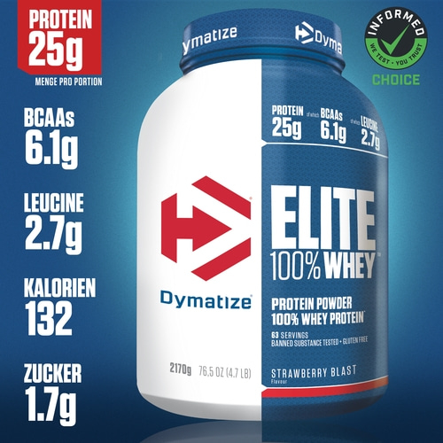 DYMATIZE Whey Protein Pulver Shake Hydrolysat Elite 100% Isolat Strawberry Blast