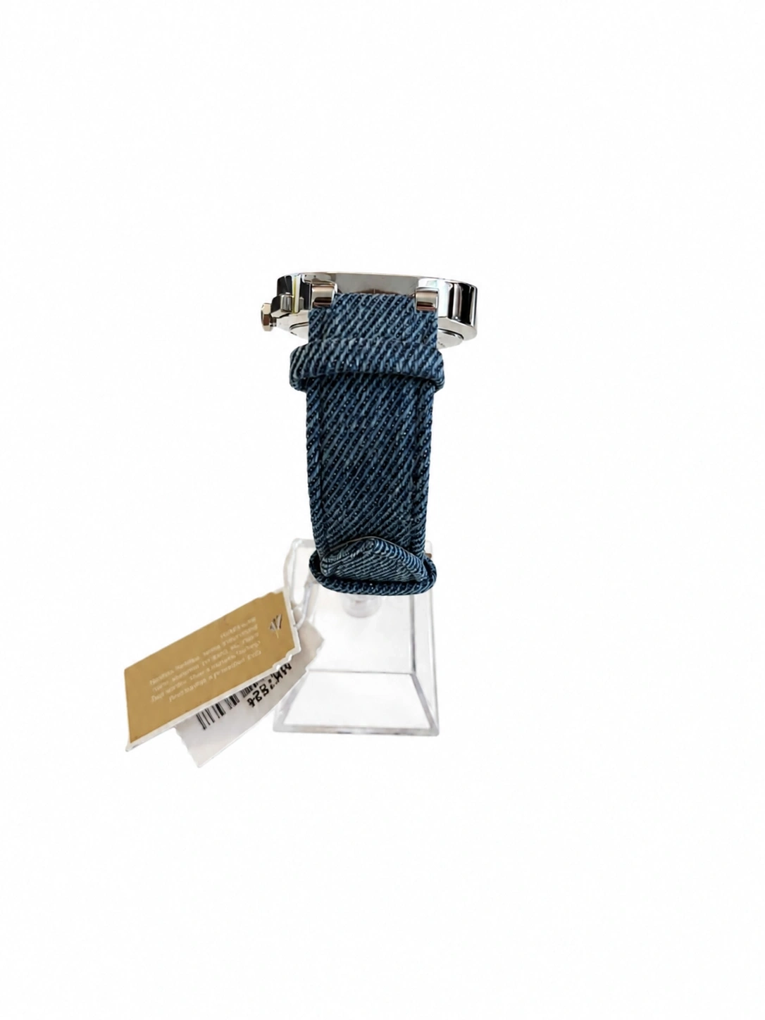 Armbanduhr mit blauem Denim-Armband und Anhänger