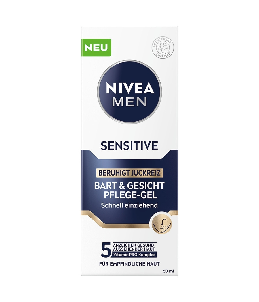 NIVEA MEN Bart & Gesichtspflege Gel Sensitive 24h Feuchtigkeit lindernd 2 x 50ml