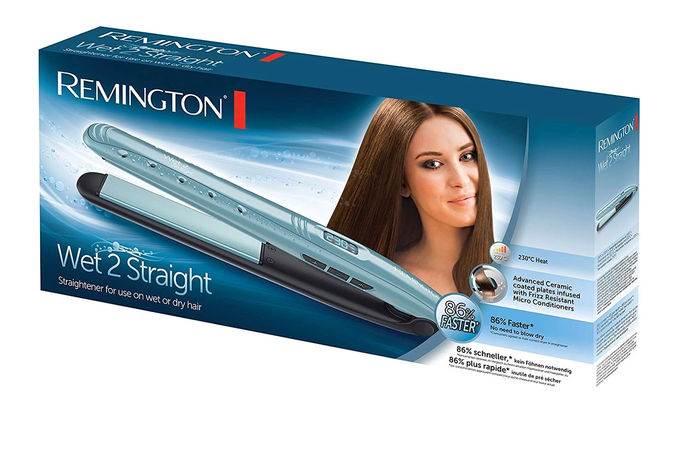 Remington Wet 2 Straight Haarglätter, 230°C Hitze, 86% schneller, kein Föhnen notwendig