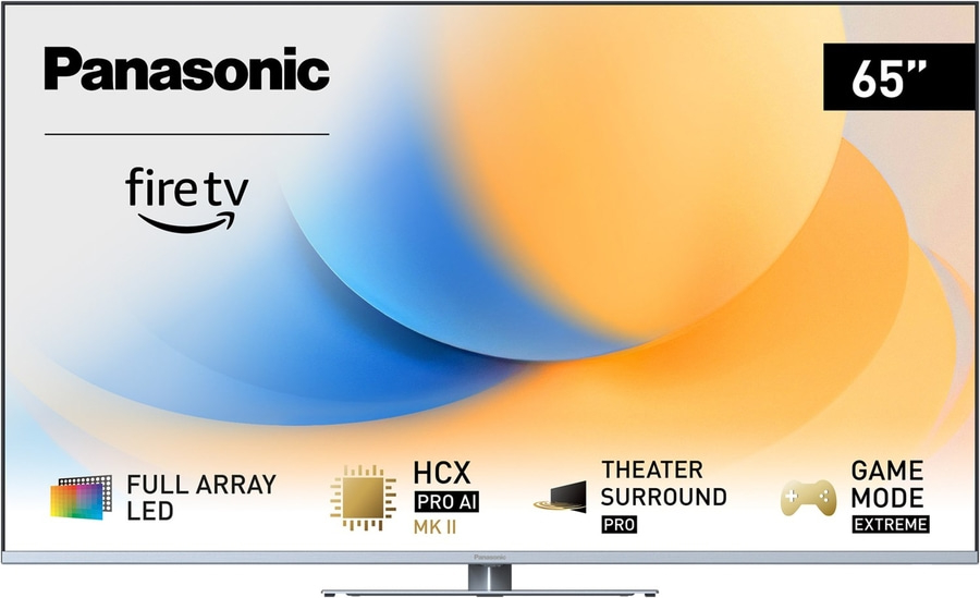 Panasonic Fire TV 65 Zoll Fernseher mit Full Array LED, HCX Pro AI, Theater Surround Pro und Game Mode Extreme.