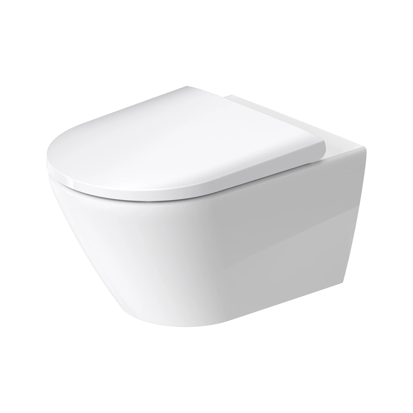 Ein weißes Hänge-WC mit geschlossenem Deckel, stilvoll und modern.