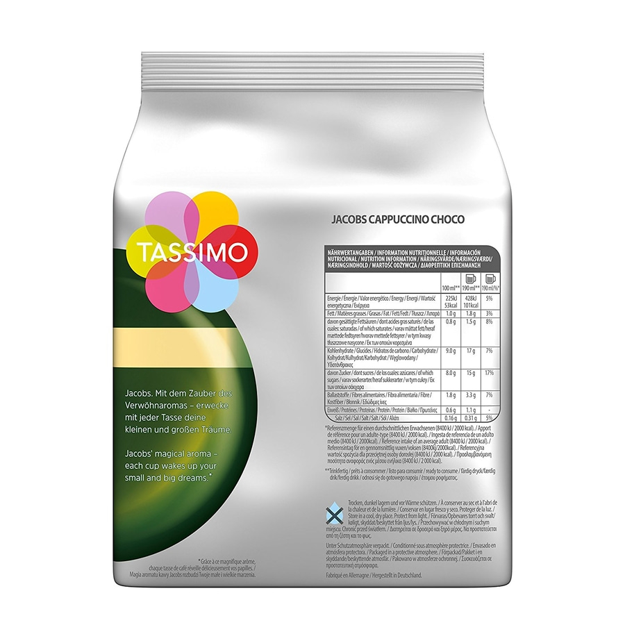 TASSIMO Kapseln Jacobs Cappuccino Choco T Disc 5x8 Getränke Kaffeekapseln Schoko