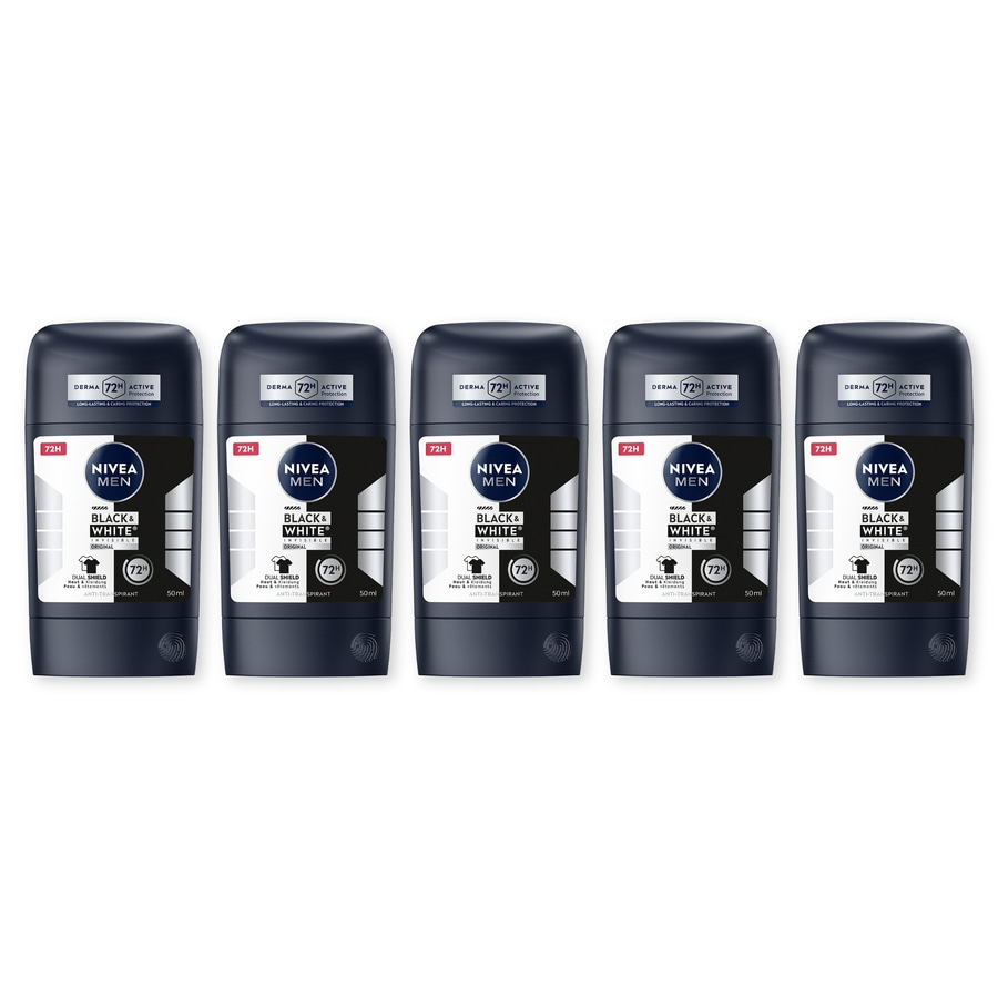 NIVEA Deodorant Black & White Invisible Original Deo Stick 5 x 50ml