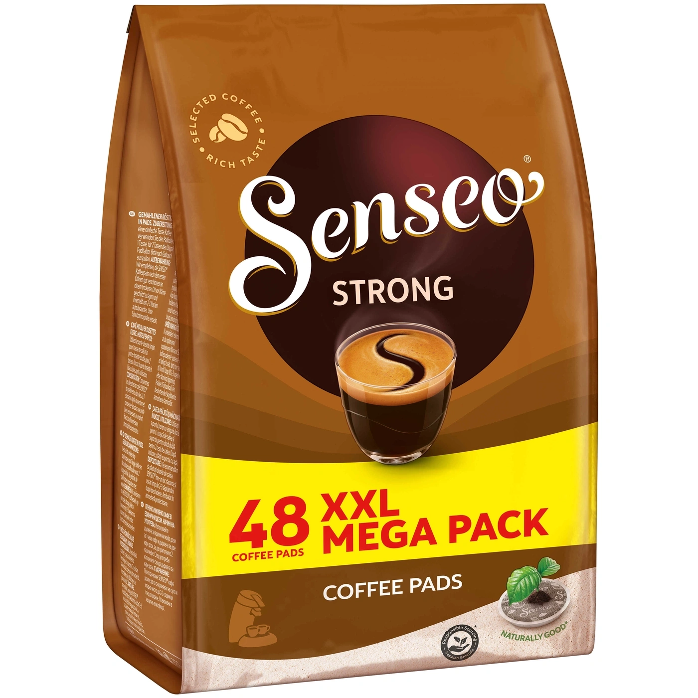 Senseo Kaffee Pads, 48 XXL Mega Pack, starker Kaffee, natürlich gut, braune Verpackung.