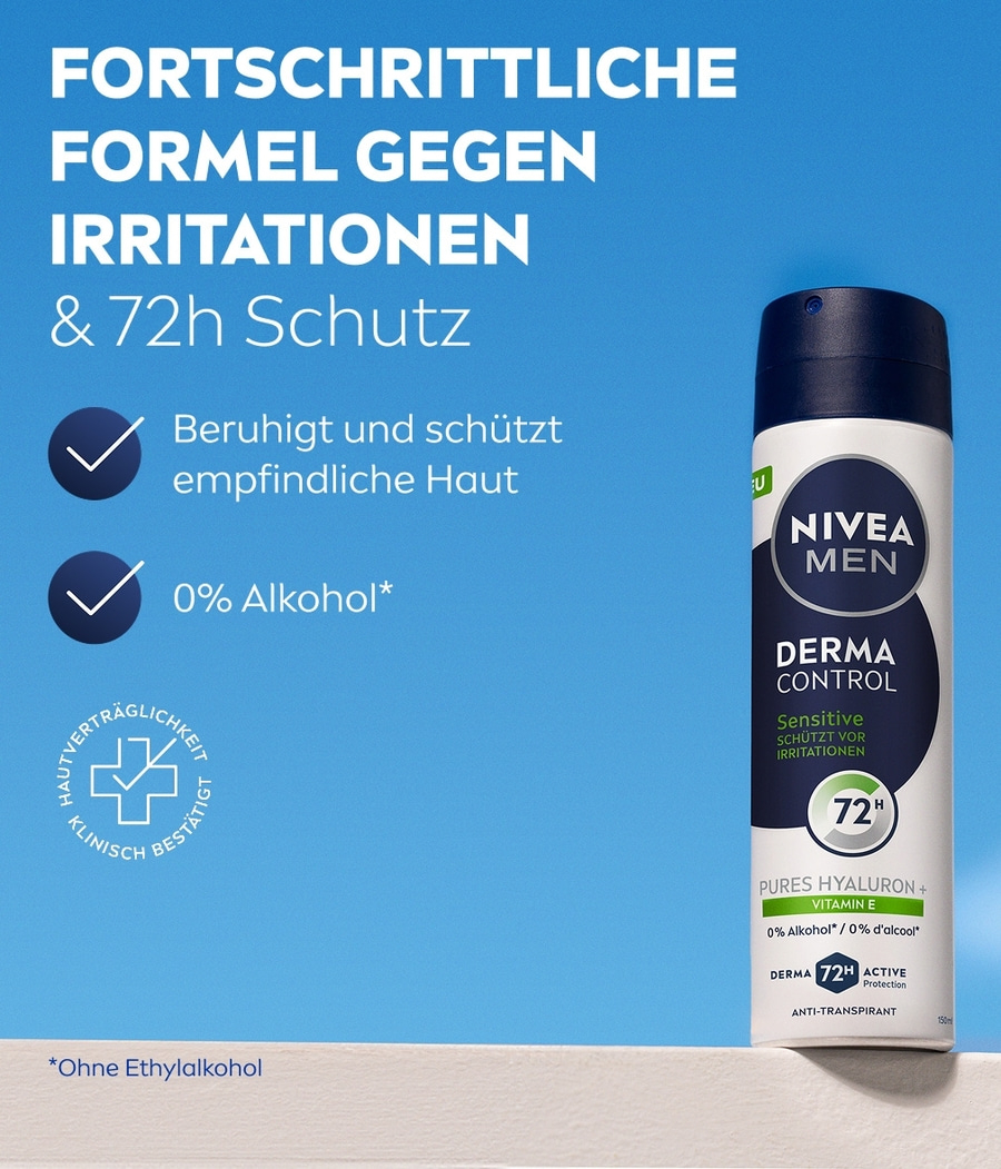 NIVEA Deodorant Men Derma Control Sensitiv Deospray 6 x 150ml