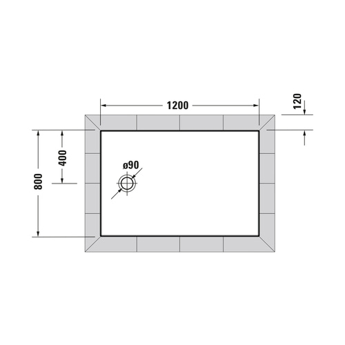 DURAVIT Bodenbündige Duschwanne Tempano 1200 x 800 mm Rechteck Weiß