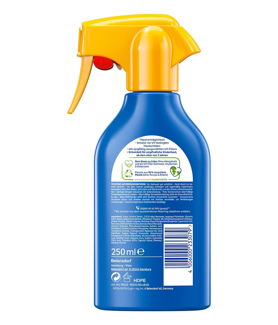 Nivea Sonnenlotion mit UV-Schutz, Pumpsprühflasche.