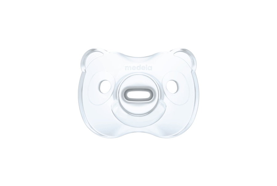 MEDELA Schnuller Set Uno Soft Silicone Transparent Signature +Schnullerkette 0-6