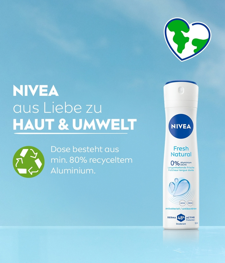 NIVEA Deodorant Fresh Natural Deo Spray 6 x 150ml