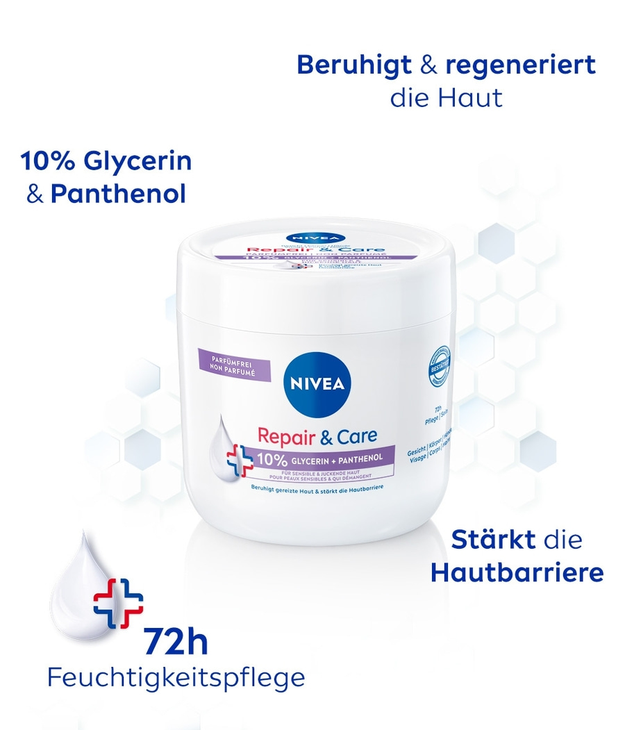 NIVEA Repair & Care Pflegecreme parfümfreie Body Lotion Panthenol 2 x 400 ml