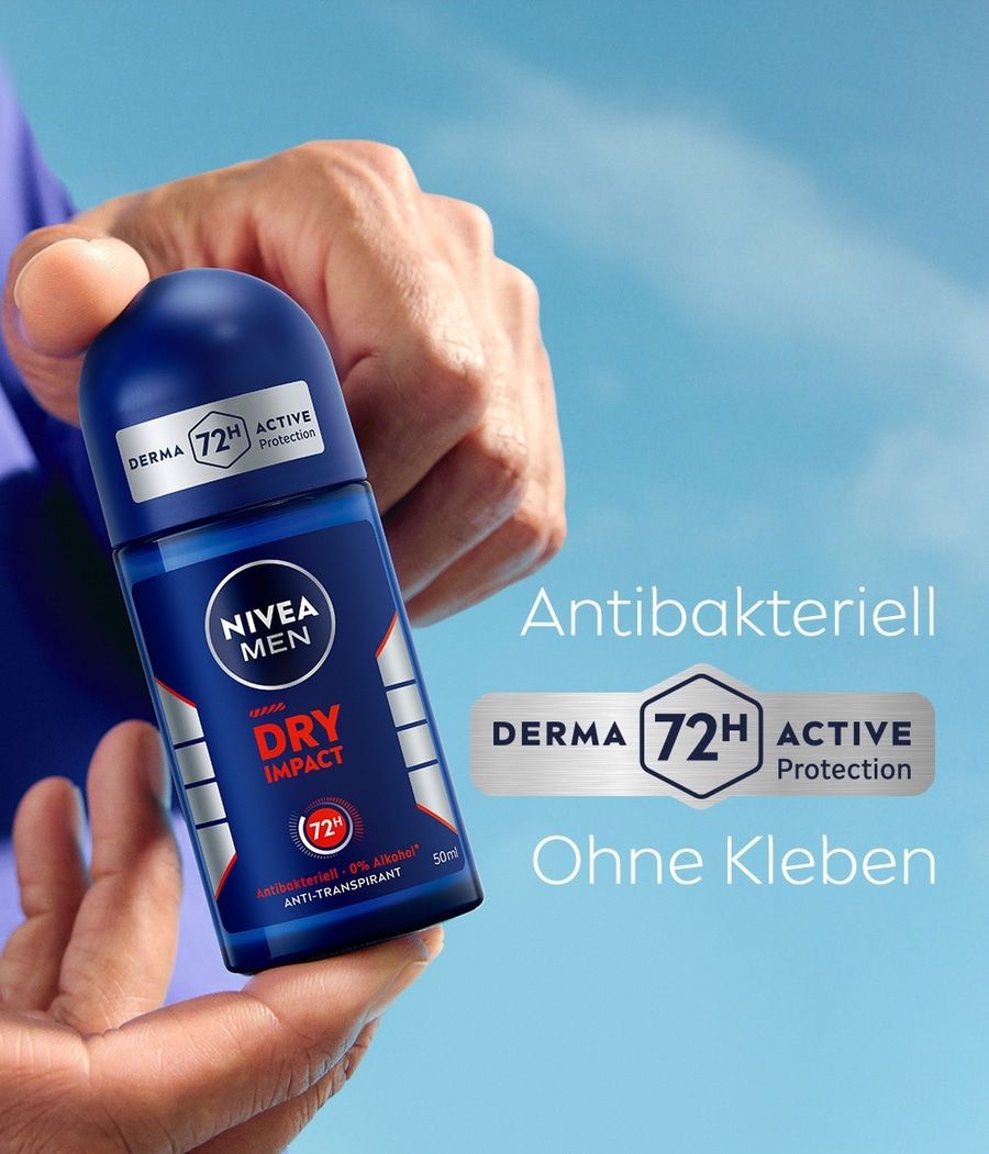 NIVEA MEN Deodorant Dry Impact Deo Roll-On, 6 x 50ml