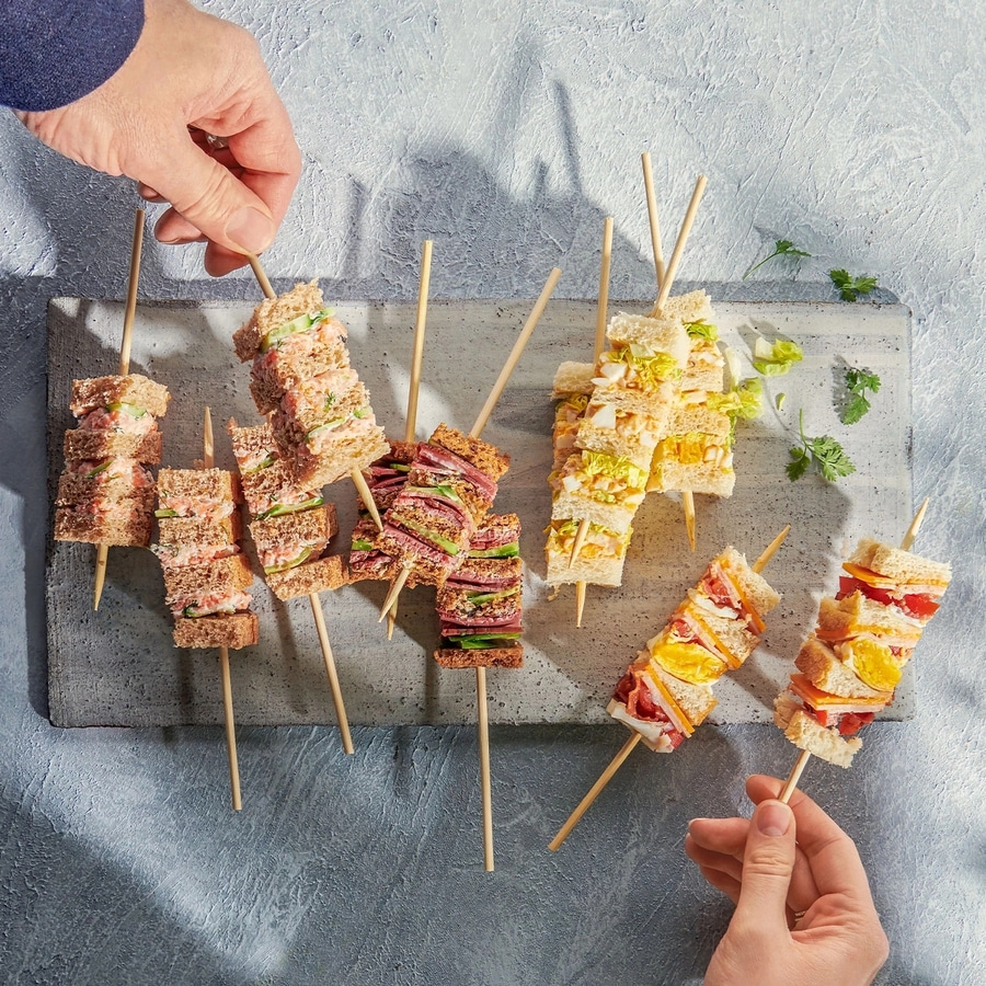 BETTY BOSSI Apéro-Maker ofenfest Snacks Canape Grau Beige Kunststoff Bambus NEU