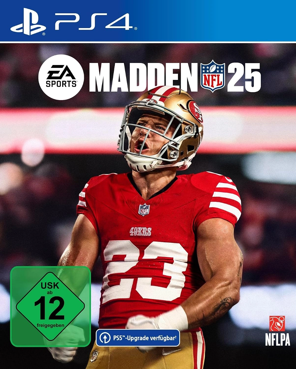 Madden NFL 25 Cover mit Spieler und USK-Freigabe 12.