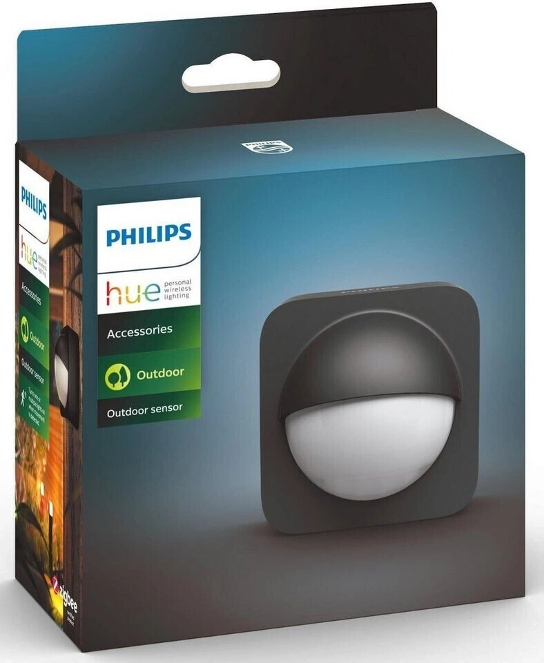 Die Verpackung des Philips Hue Outdoor Sensors ist abgebildet.