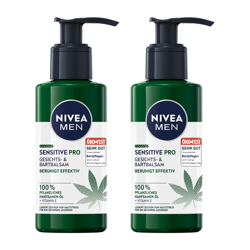 NIVEA MEN Gesichts- & Bartbalsam Sensitive Pro Hanfsamen-Öl o. Alkohol 2 x 150ml