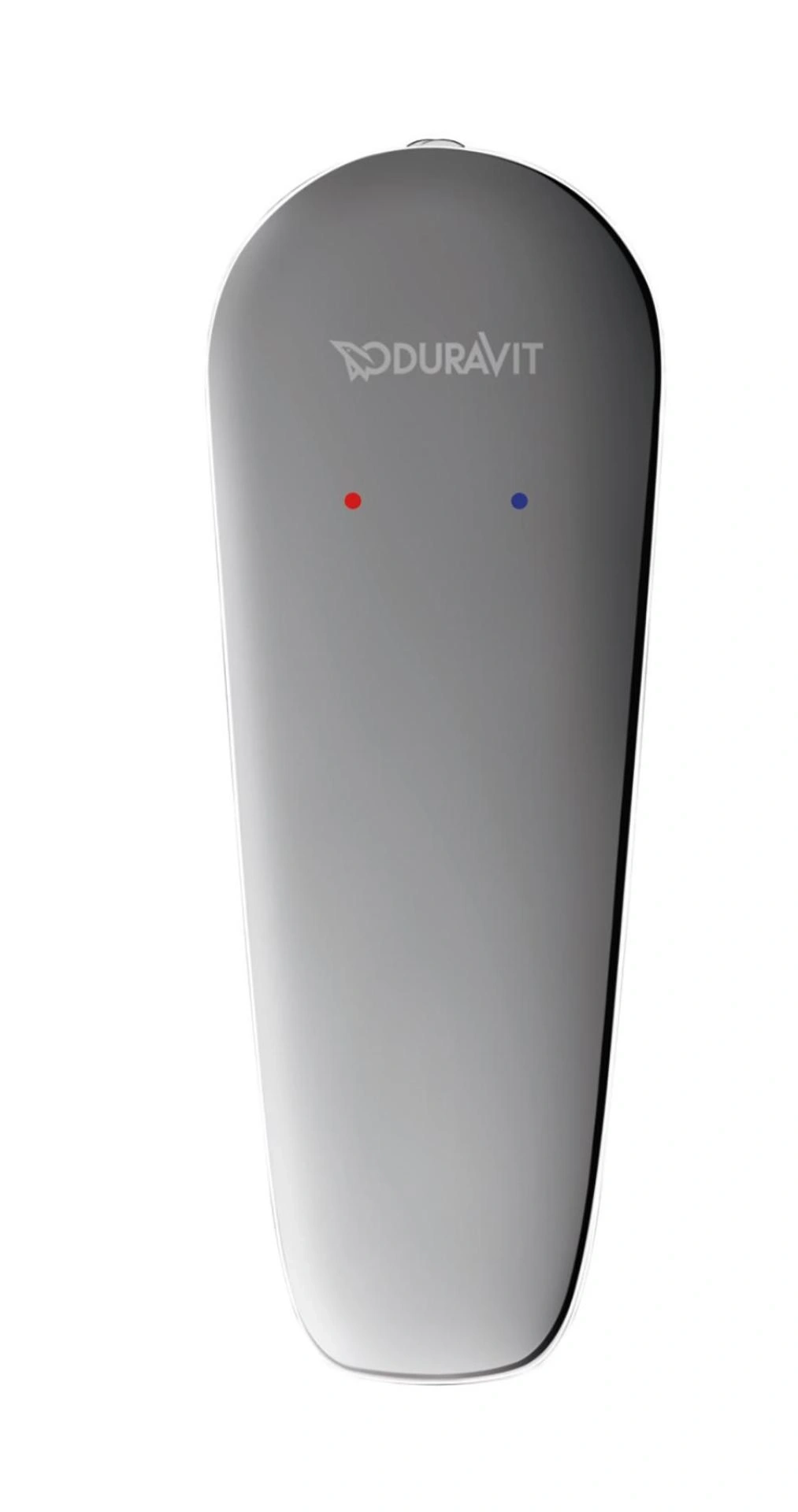 Ein Duravit Armatur-Element mit roten und blauen Indikatoren.