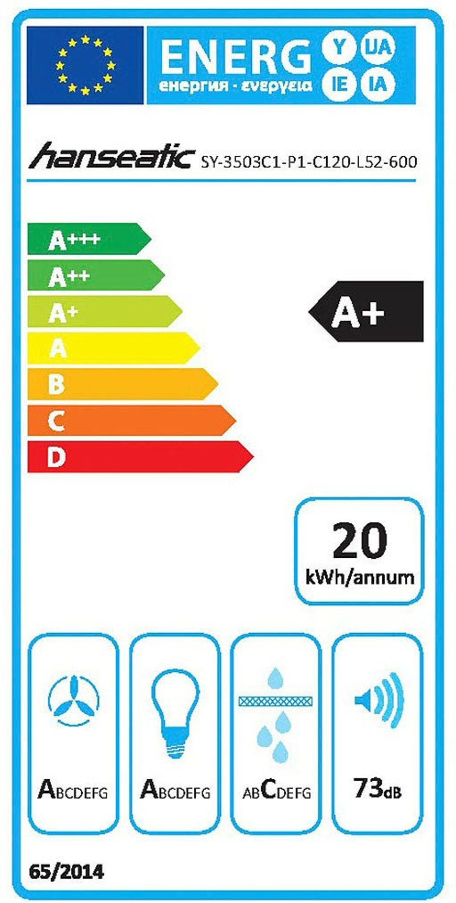 HANSEATIC Wandhaube SY-3503C1-P1-C120-L52-600 Dunstabzugshaube Edelstahl B-WARE