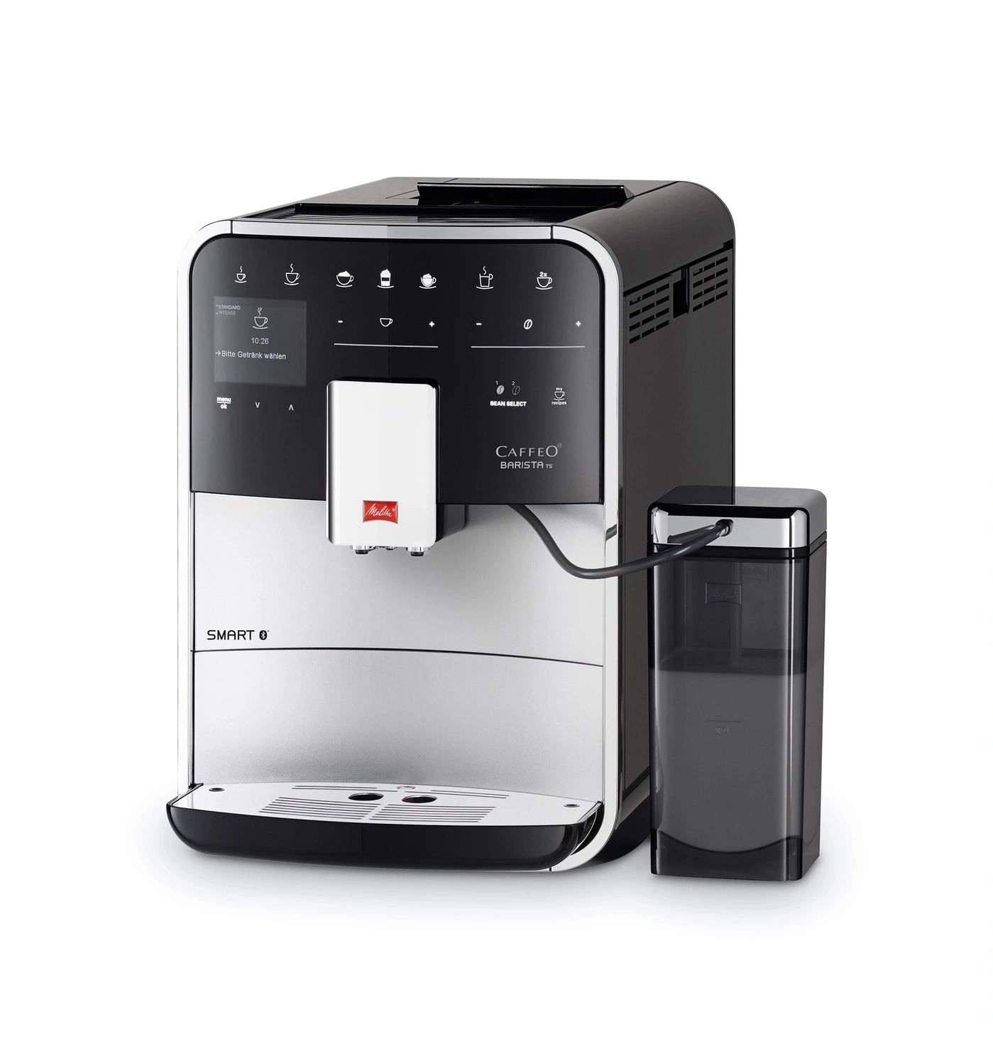 Kaffeemaschine Melitta Caffeo Barista TS Smart 0, schwarz und silber, mit Wassertank
