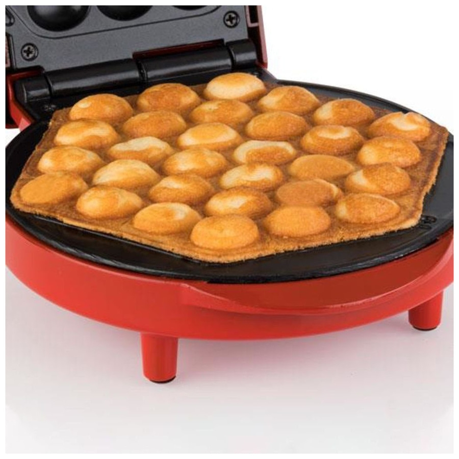 Waffeleisen mit Waffeln, rot, nah, Essen, Küche, gebacken, Frühstück, Dessert