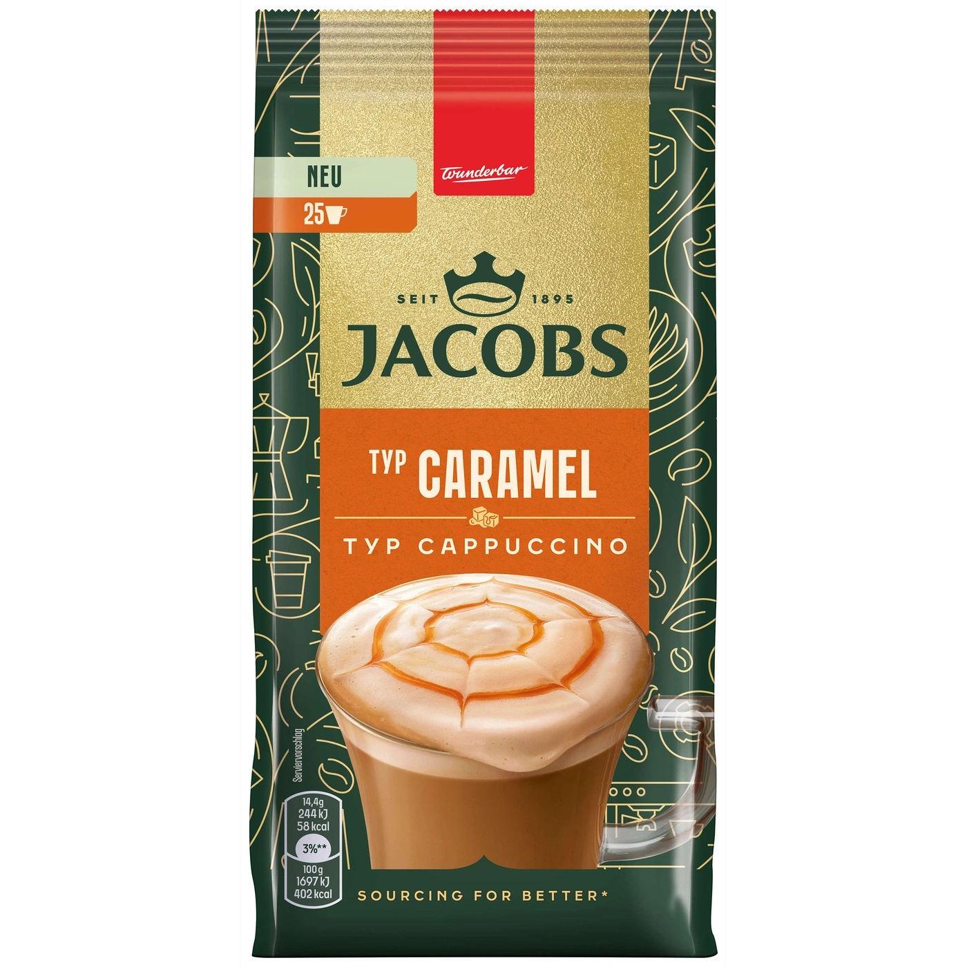 Jacobs Typ Caramel Cappuccino Packung, neu, 25 Portionen, Wunderbar, Kaffee