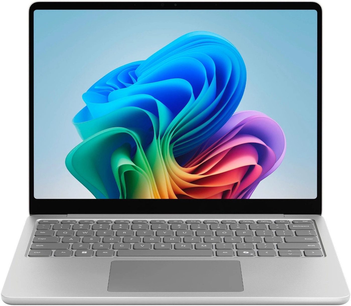 Ein moderner Laptop mit einem bunten Hintergrundbild auf dem Bildschirm.