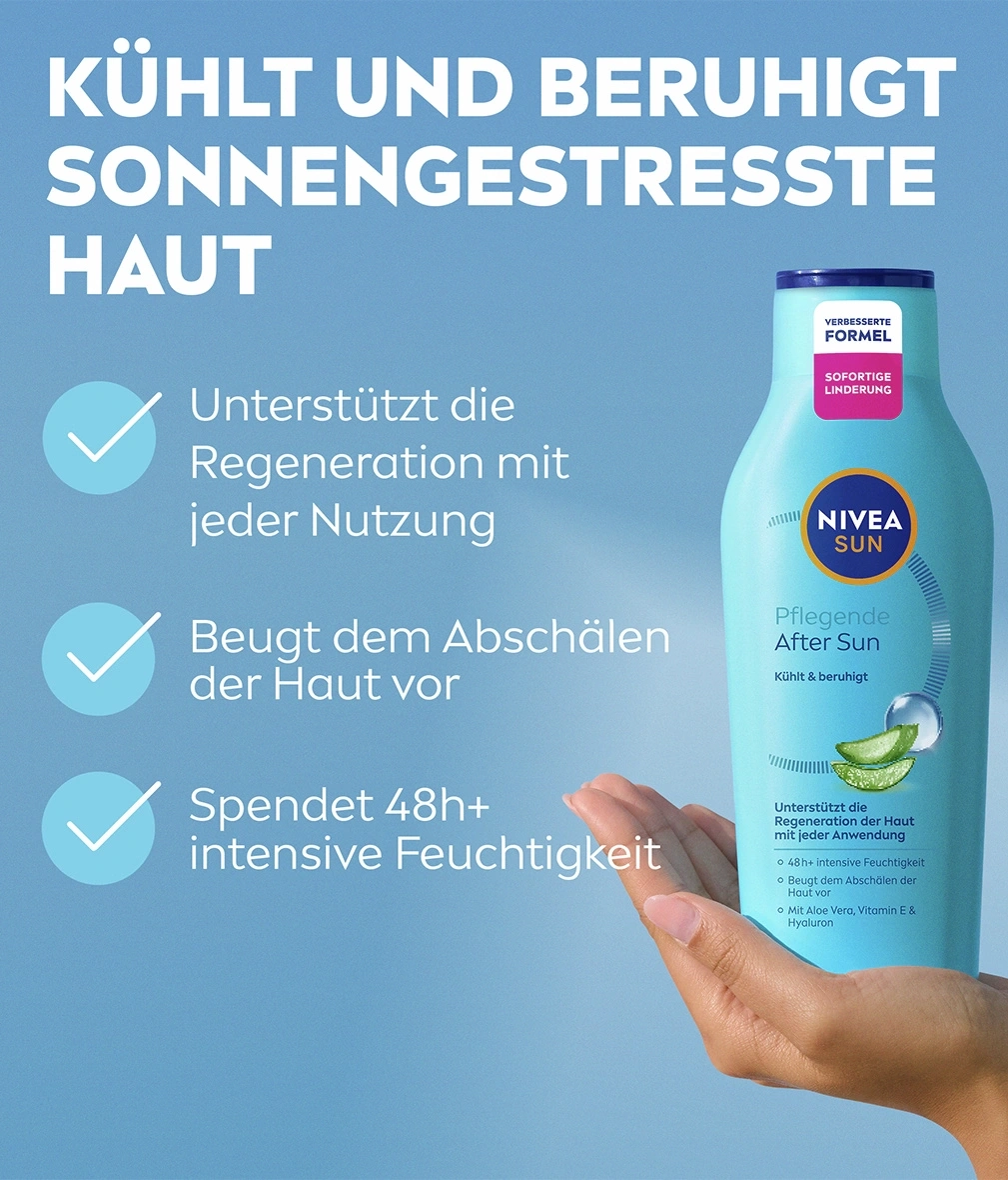 NIVEA Sun After Sun Lotion 2 x 400ml 48h+ Feuchtigkeit Kühlend Hyaluron