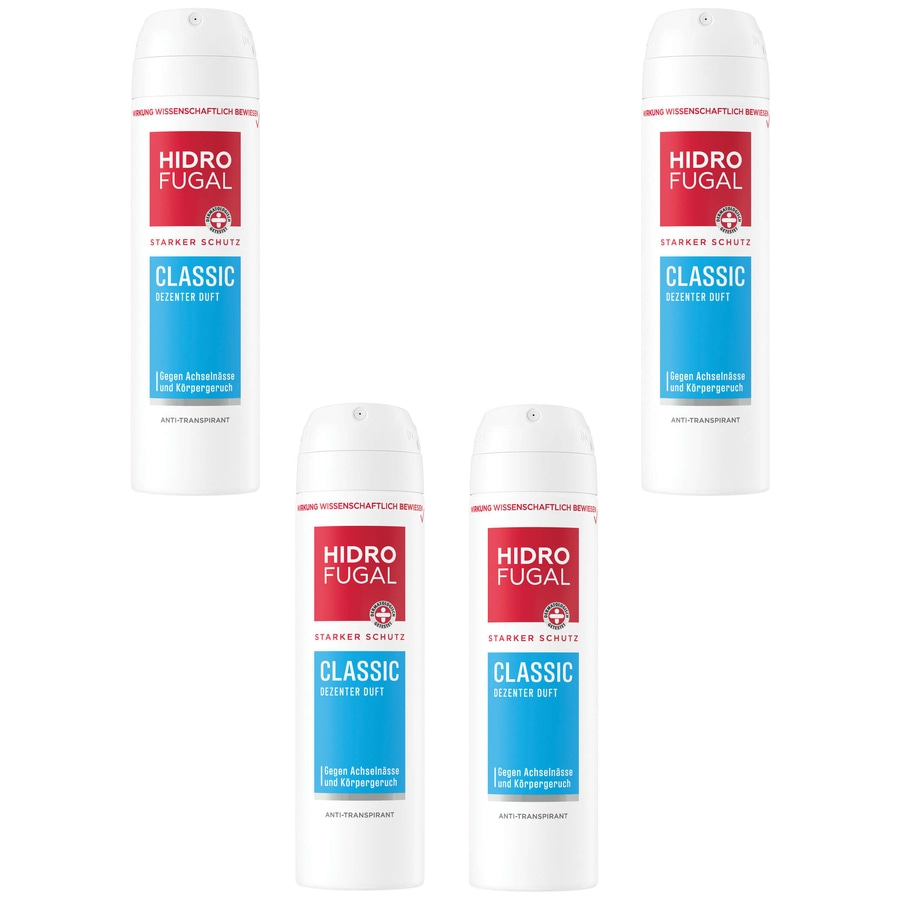 HIDROFUGAL Deo-Spray CLASSIC Starker Anti-Transpirant Schutz 4 x 150 ml