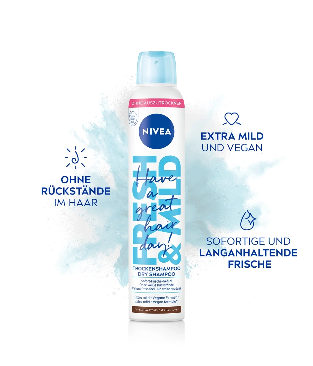 Nivea Trockenshampoo, ohne Rückstände, extra mild und vegan, sofortige Frische