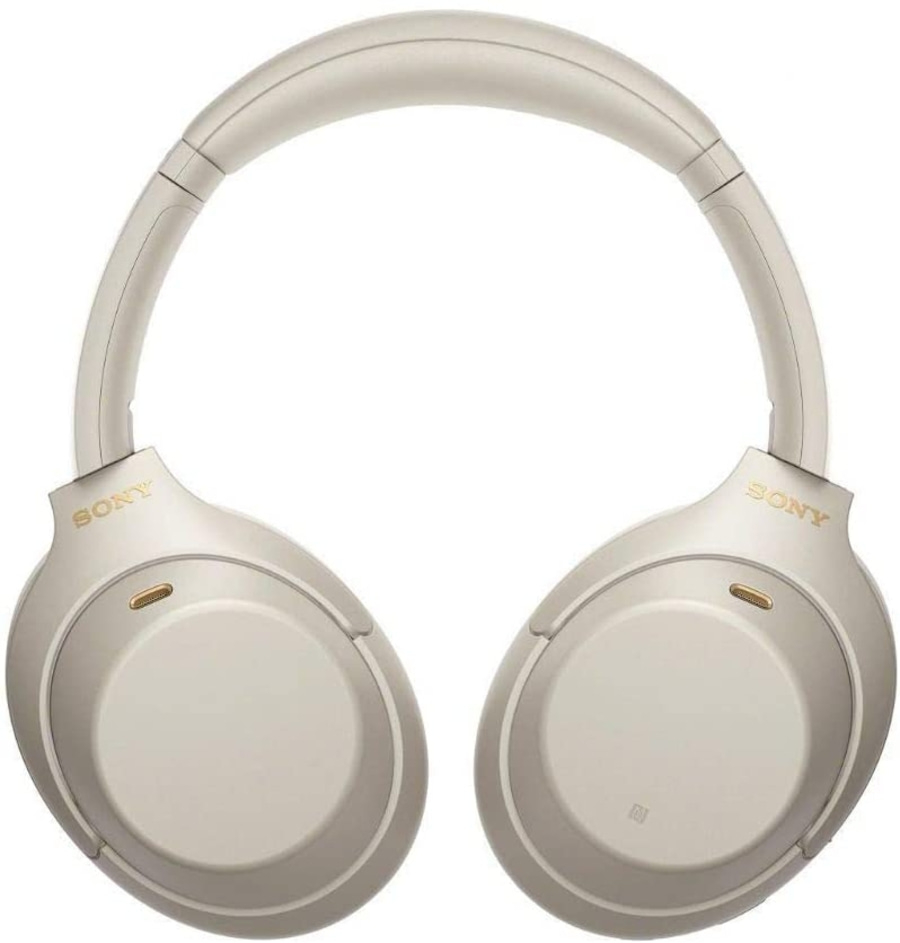 Beige Sony Kopfhörer, Over-Ear-Kopfhörer, Nahaufnahme, Produktfotografie, Studioaufnahme