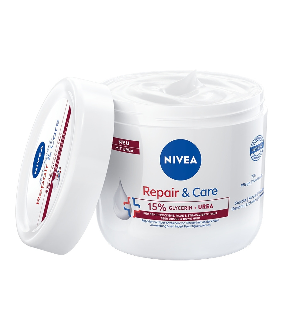 NIVEA Creme Repair & Care Creme-Tiegel Urea Glycerin 72h Feuchtigkeit 2 x 400 ml