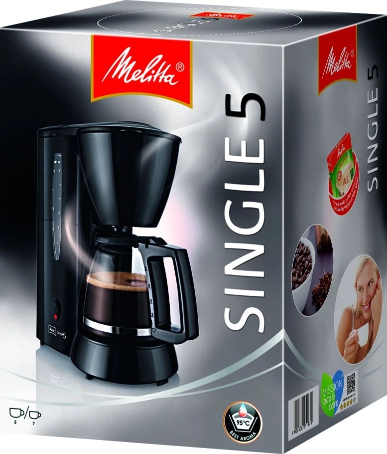 Melitta Kaffeemaschine, Single 5, schwarz, 95°C, Best Aroma, eco care, Kaffeezubereitung