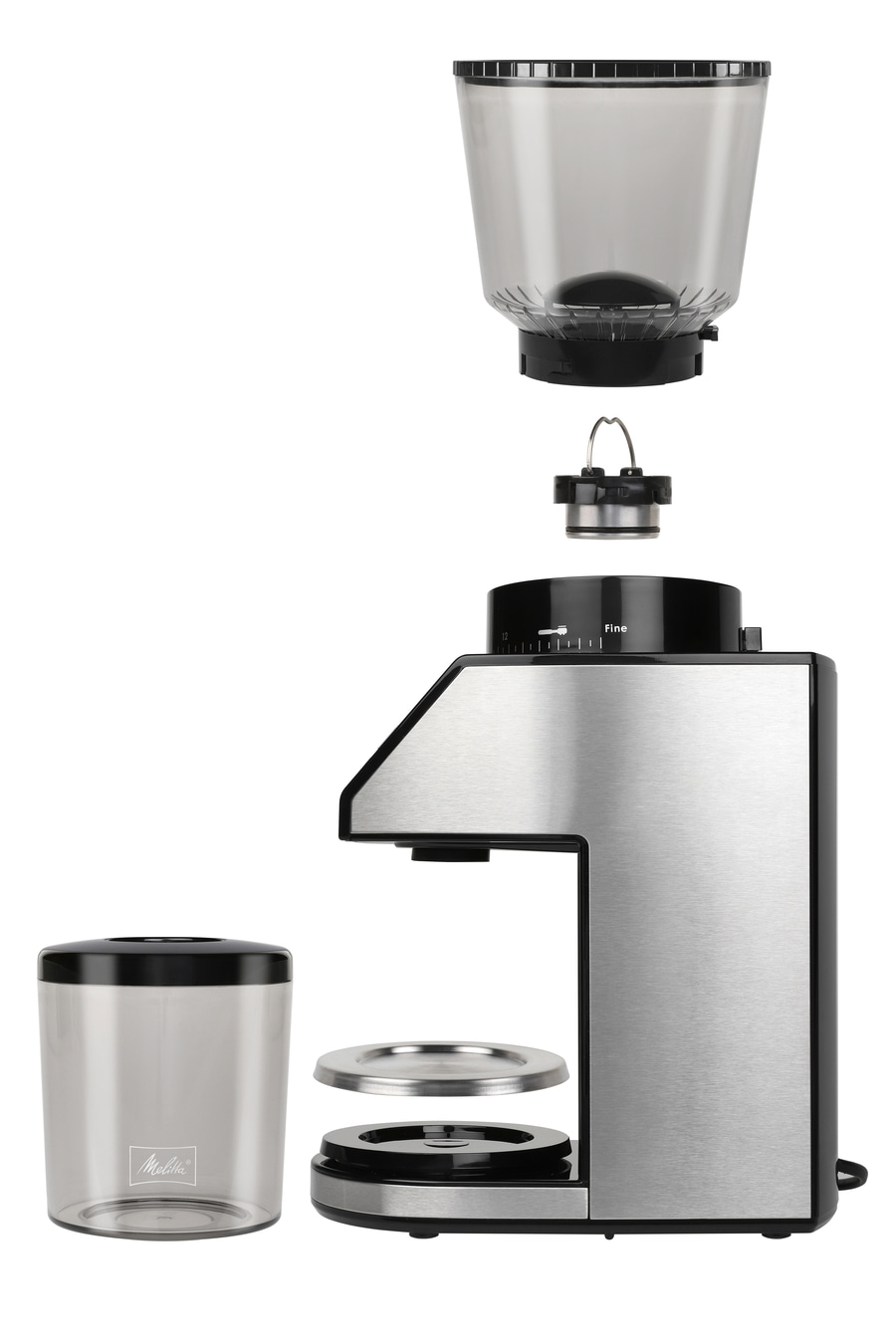 MELITTA Kaffeemühle Calibra Schwarz-Edelstahl 160 W Kegelstahlmahlwerk