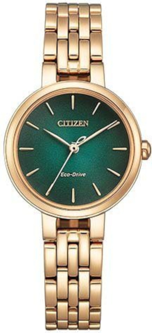 CITIZEN Damen Armbanduhr EM0993-82Z Eco-Drive Edelstahl gold 28 mm grün B-WARE