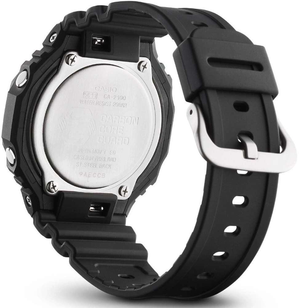 Schwarze Casio G-Shock Uhr mit Carbon-Kern-Schutz und Metallschnalle