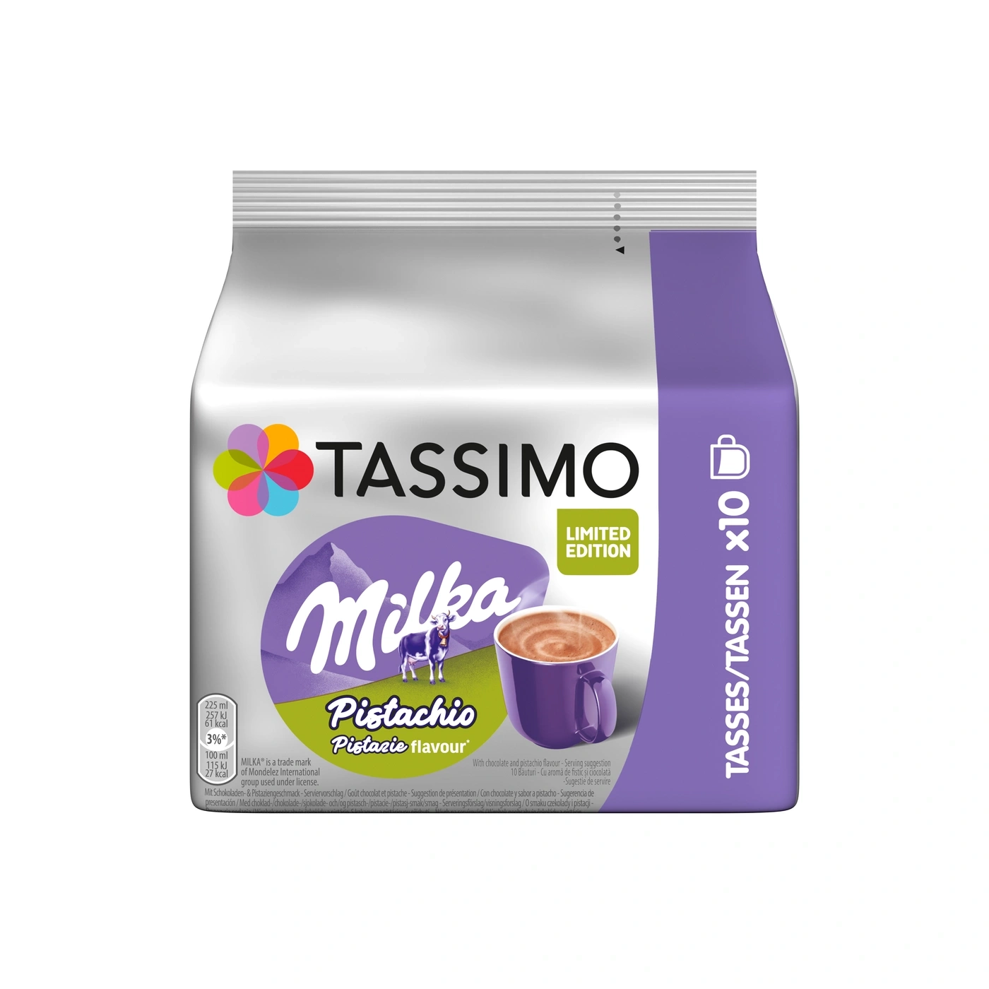 Tassimo Milka Pistachio limited edition beverage pods.